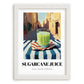 Sugarcane Juice – Egyptian Outdoor Café Scene, Egyptian Beverage Wall Decor, placed in minimal white frame