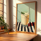 Doogh – on Striped Tablecloth, Iranian Beverage Wall Decor, clean layout with no caption
