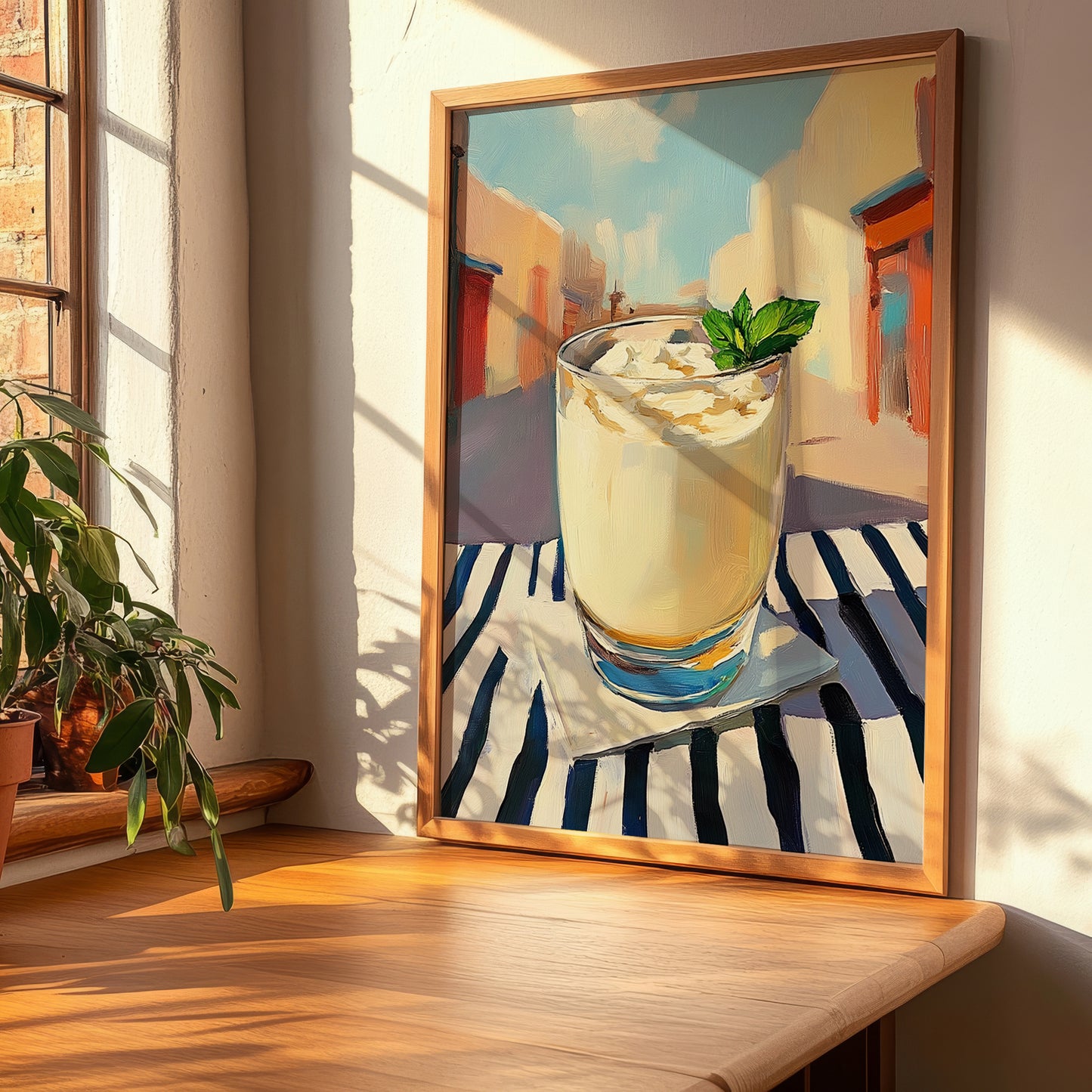 Doogh – Iranian Street Café Scene, Iranian Beverage Still Life, clean layout with no caption