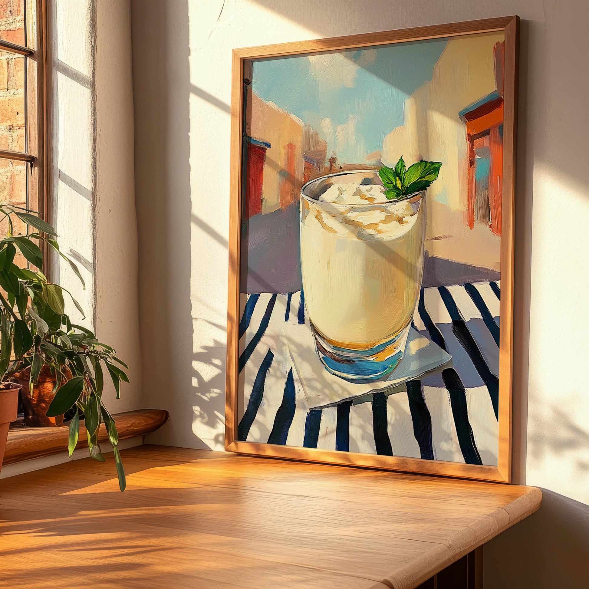 Doogh – Iranian Street Café Scene, Iranian Beverage Still Life, clean layout with no caption