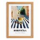 Borovička – Slovak Urban Café Scene, Slovak Spirit Illustration, set in oak frame