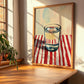 Borovička – on Striped Tablecloth, Slovak Beverage Poster, clean layout with no caption