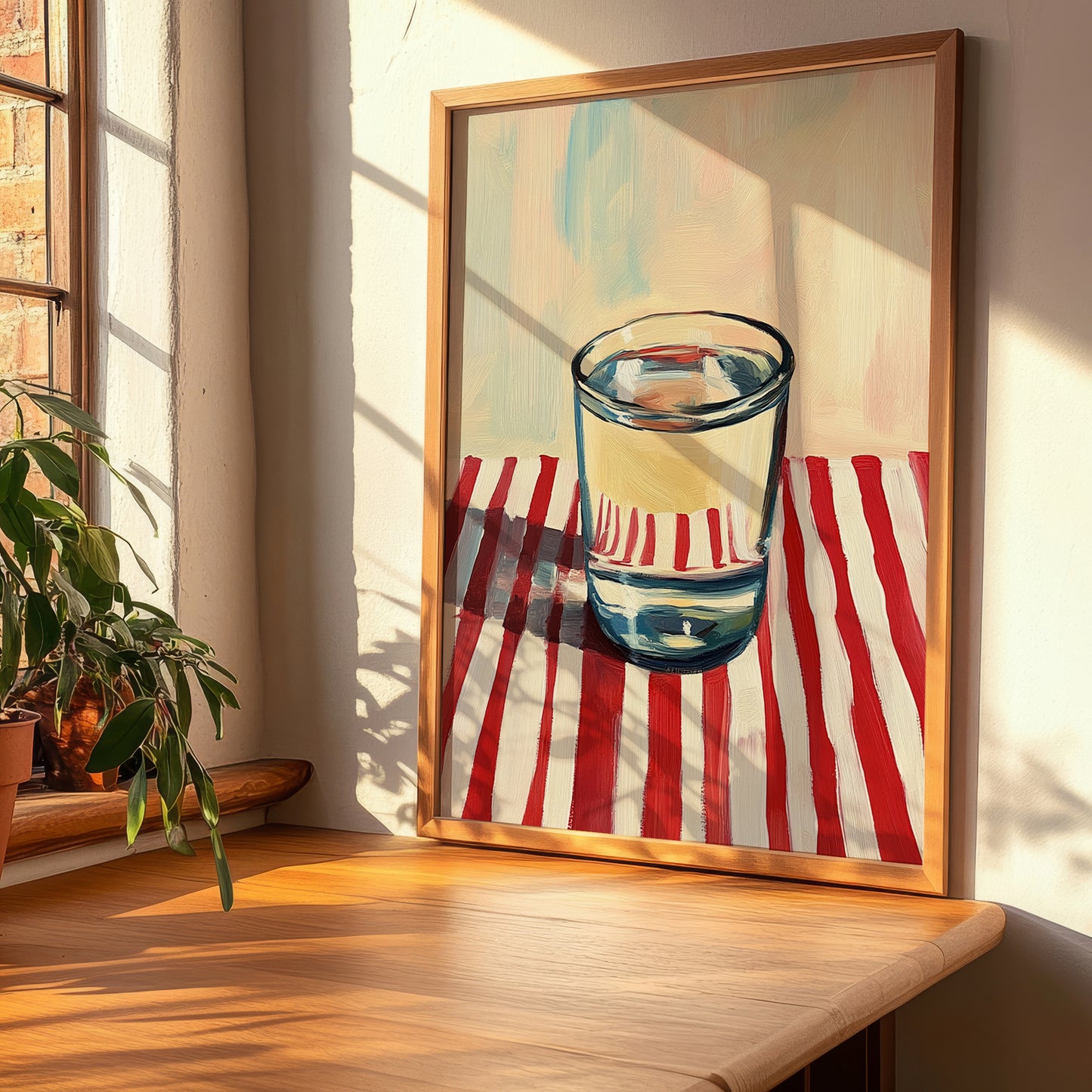 Borovička – on Striped Tablecloth, Slovak Beverage Poster, clean layout with no caption