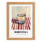 Borovička – on Striped Tablecloth, Slovak Beverage Poster, set in oak frame