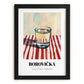 Borovička – on Striped Tablecloth, Slovak Beverage Poster, in sleek black frame