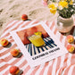 Goombay Smash – on Striped Tablecloth, Bahamian Cocktail Wall Illustration, unframed on coastal sand
