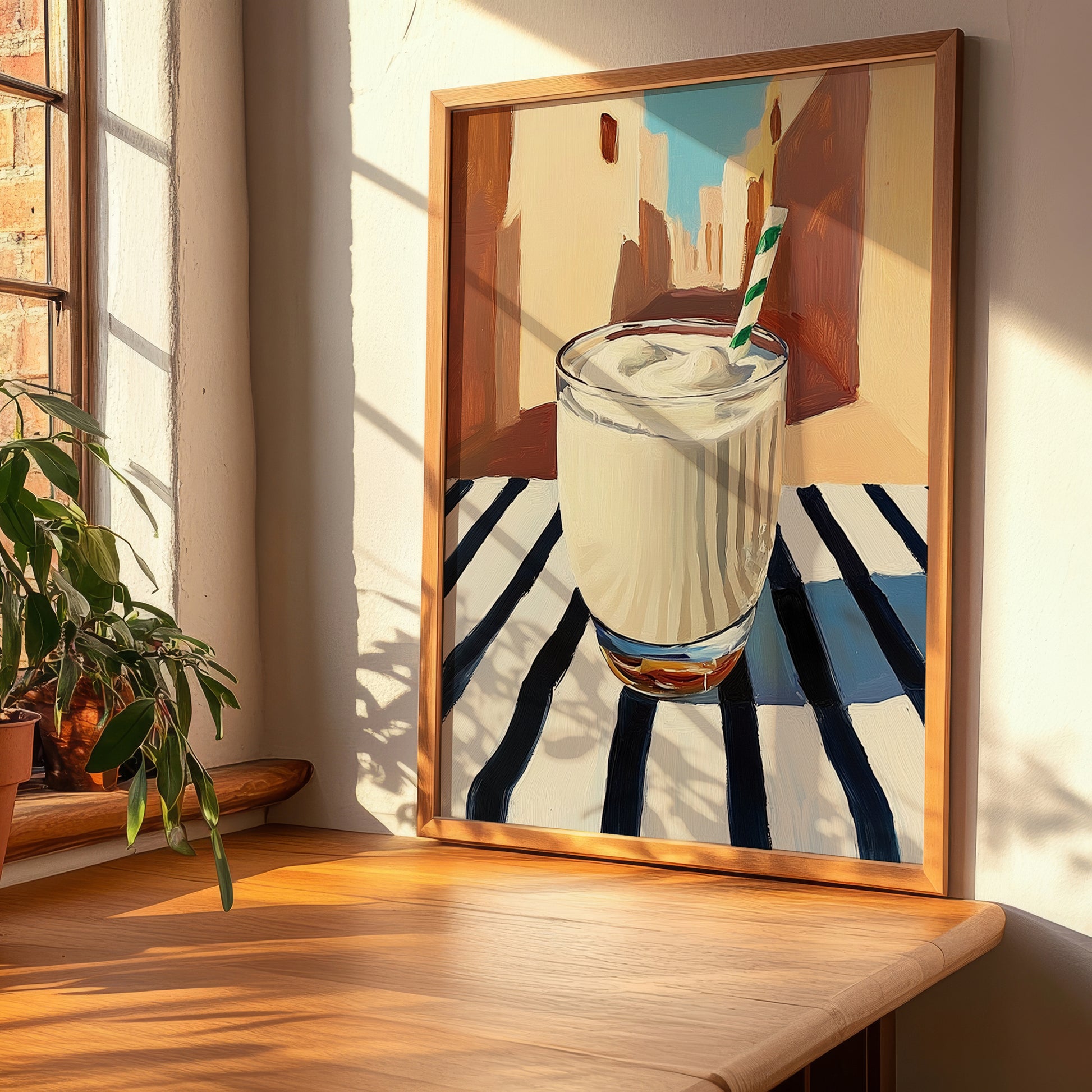 Shinina – Iraqi Urban Café Scene, Iraqi Beverage Painting, clean layout with no caption