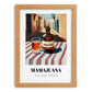 Mamajuana – Dominican Outdoor Café Scene, Dominican Beverage Still Life, set in oak frame