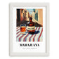 Mamajuana – Dominican Outdoor Café Scene, Dominican Beverage Still Life, placed in minimal white frame