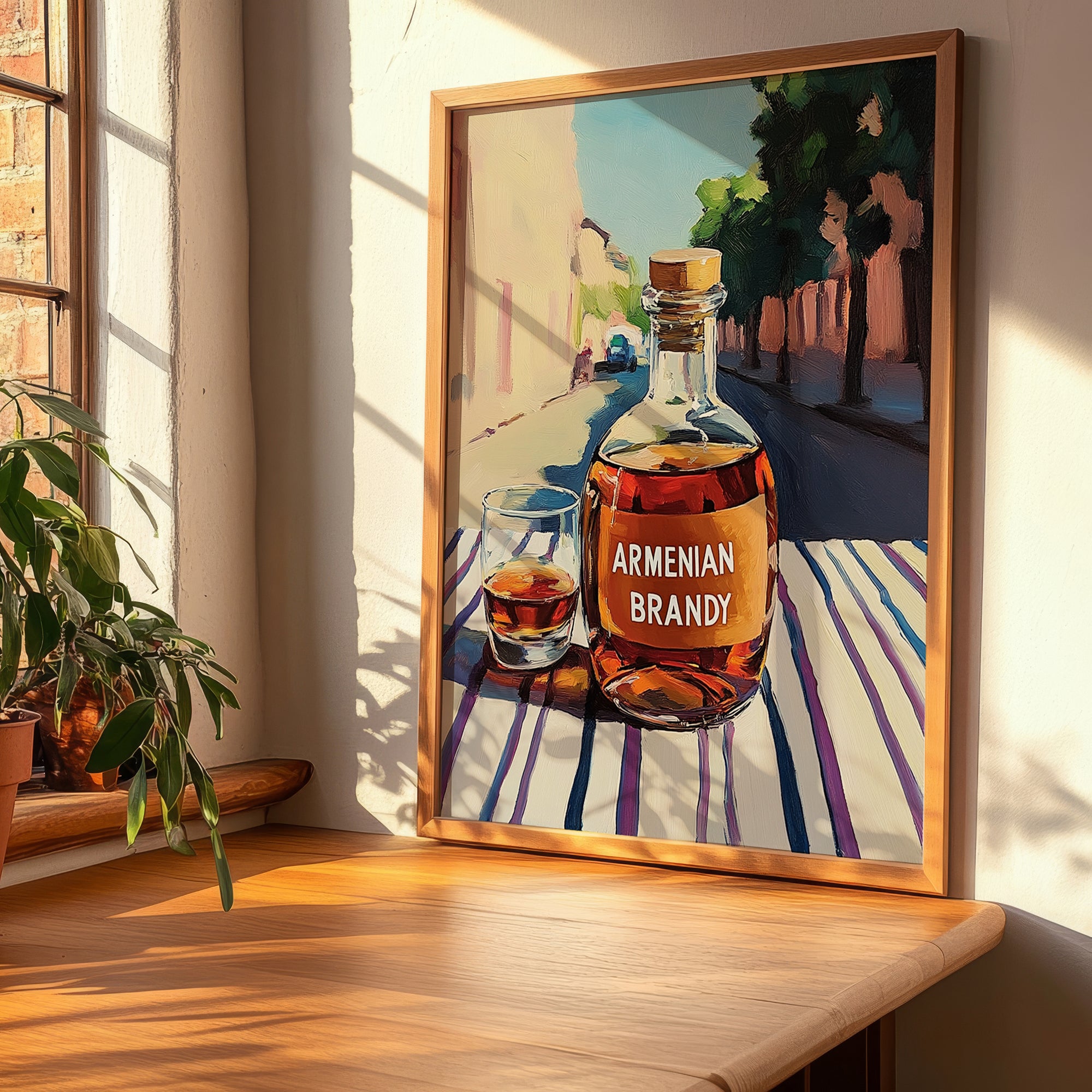 Armenian Brandy – Armenian Urban Café Scene, Armenian Tea Wall Decor, clean layout with no caption