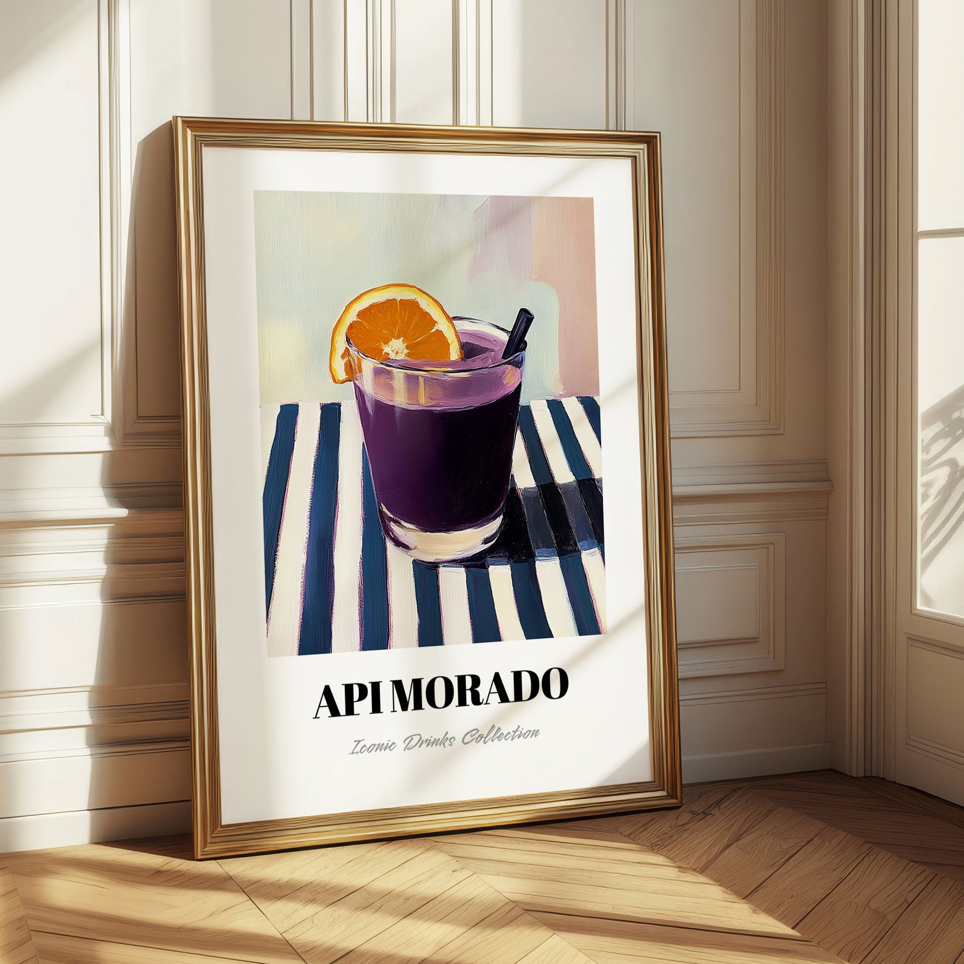 Api Morado – on Striped Tablecloth, Bolivian Beverage Print