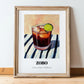 Zobo – on Striped Tablecloth, Nigerian Spirit Wall Decor, in wooden frame leaning on the floor