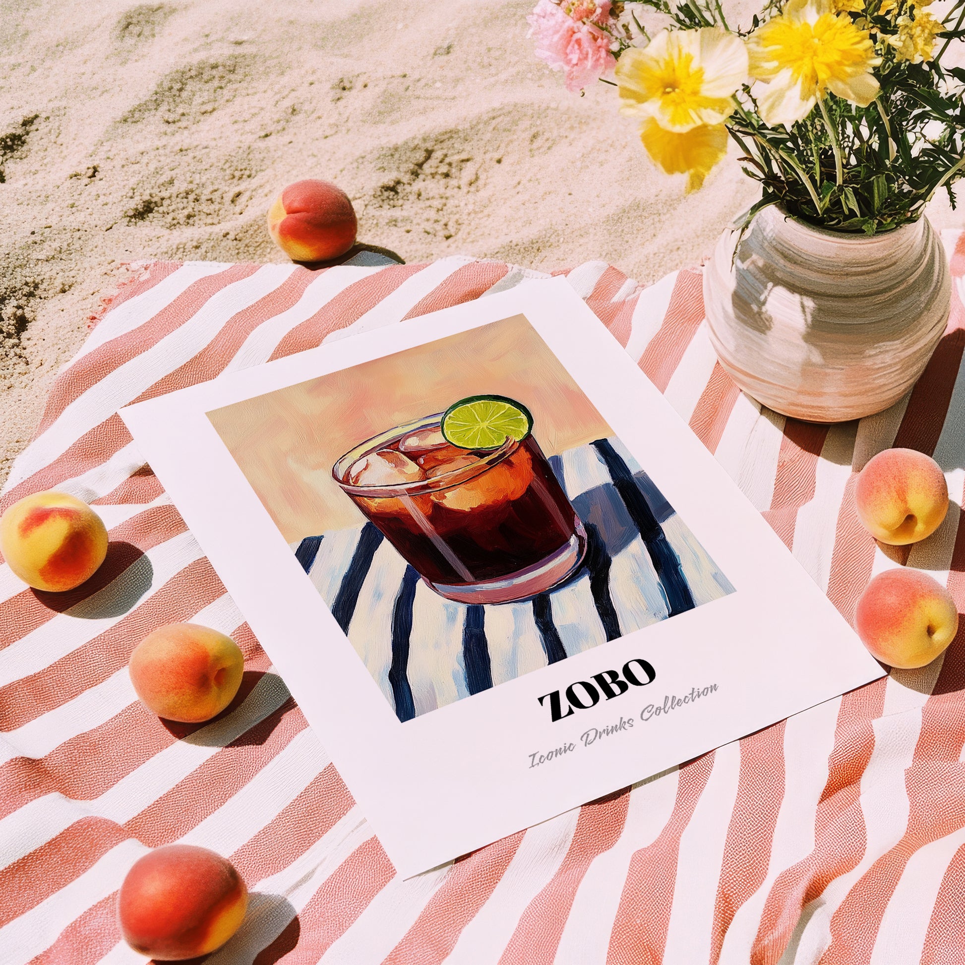 Zobo – on Striped Tablecloth, Nigerian Spirit Wall Decor, unframed on coastal sand