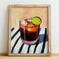 Zobo – on Striped Tablecloth, Nigerian Spirit Wall Decor, no-text version framed in wood