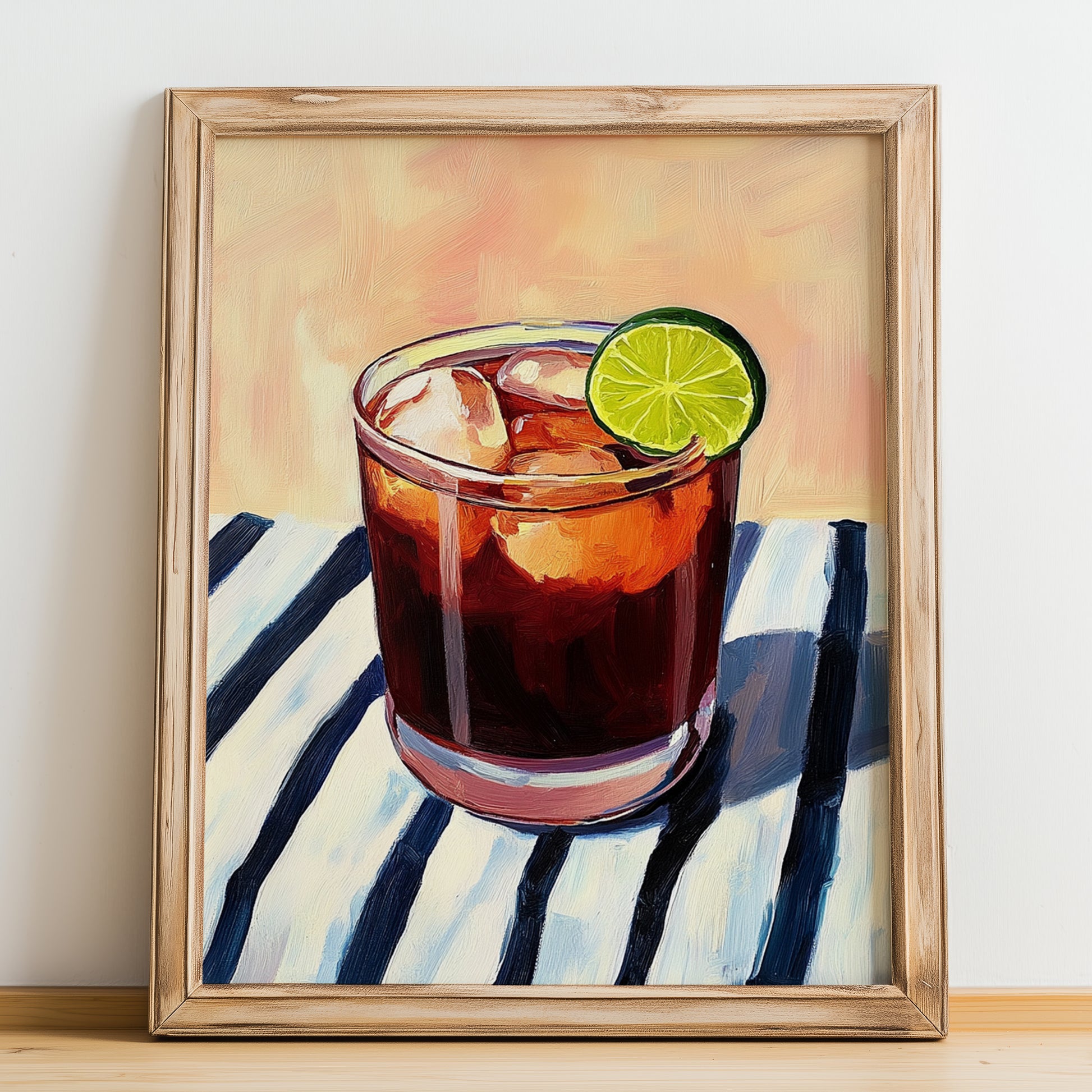 Zobo – on Striped Tablecloth, Nigerian Spirit Wall Decor, no-text version framed in wood