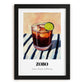 Zobo – on Striped Tablecloth, Nigerian Spirit Wall Decor, in sleek black frame