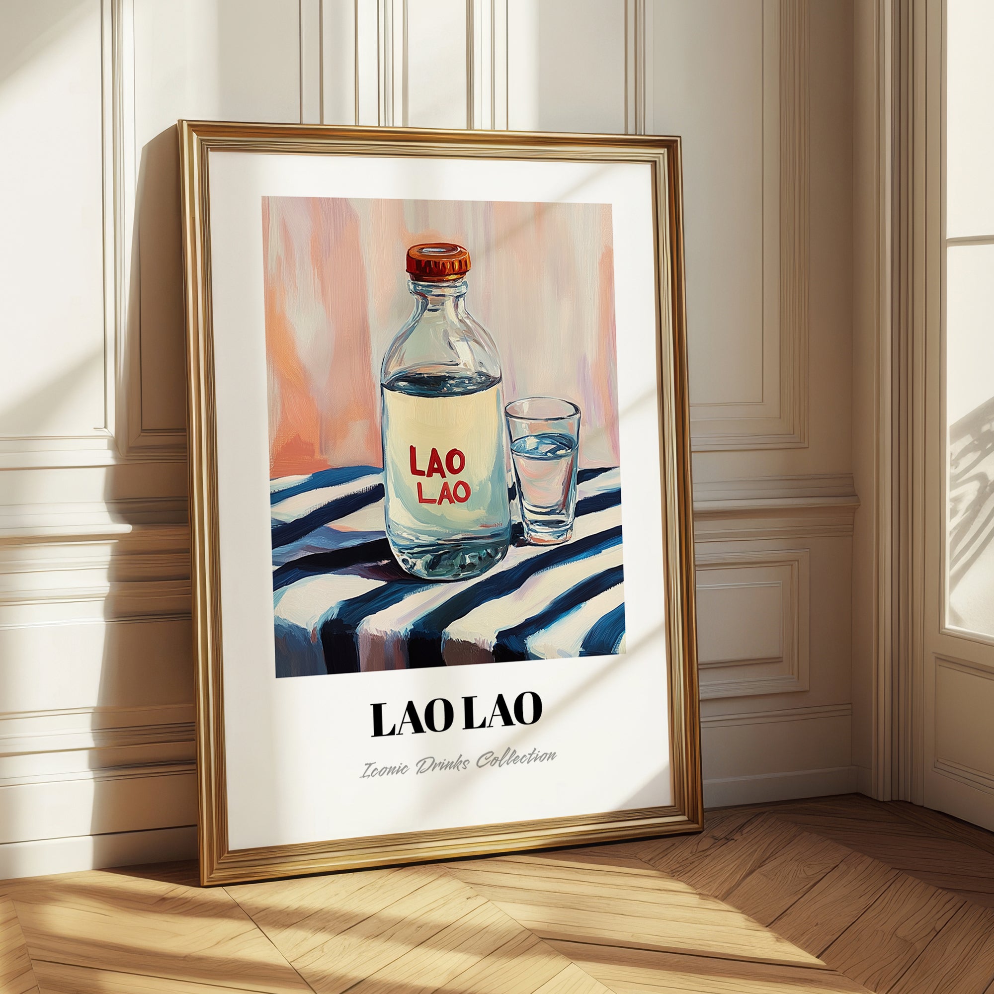 Lao-Lao – on Striped Tablecloth, Laos Spirit Poster