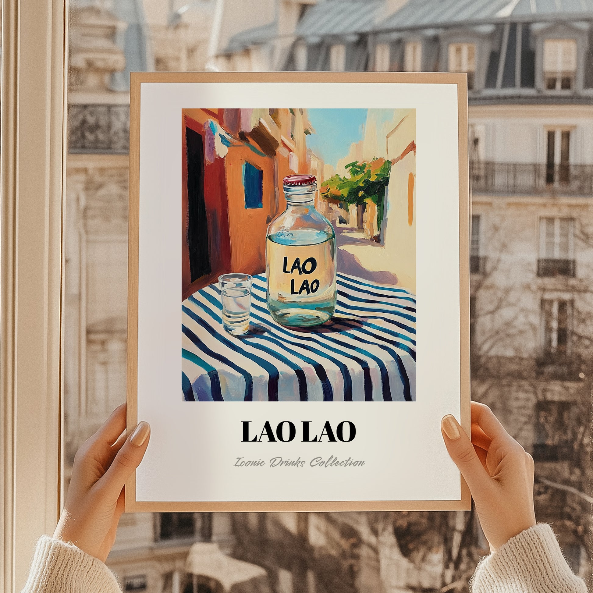 Lao Lao – Laos Urban Café Scene, Laos Wine Illustration, styled in a charming Paris street view