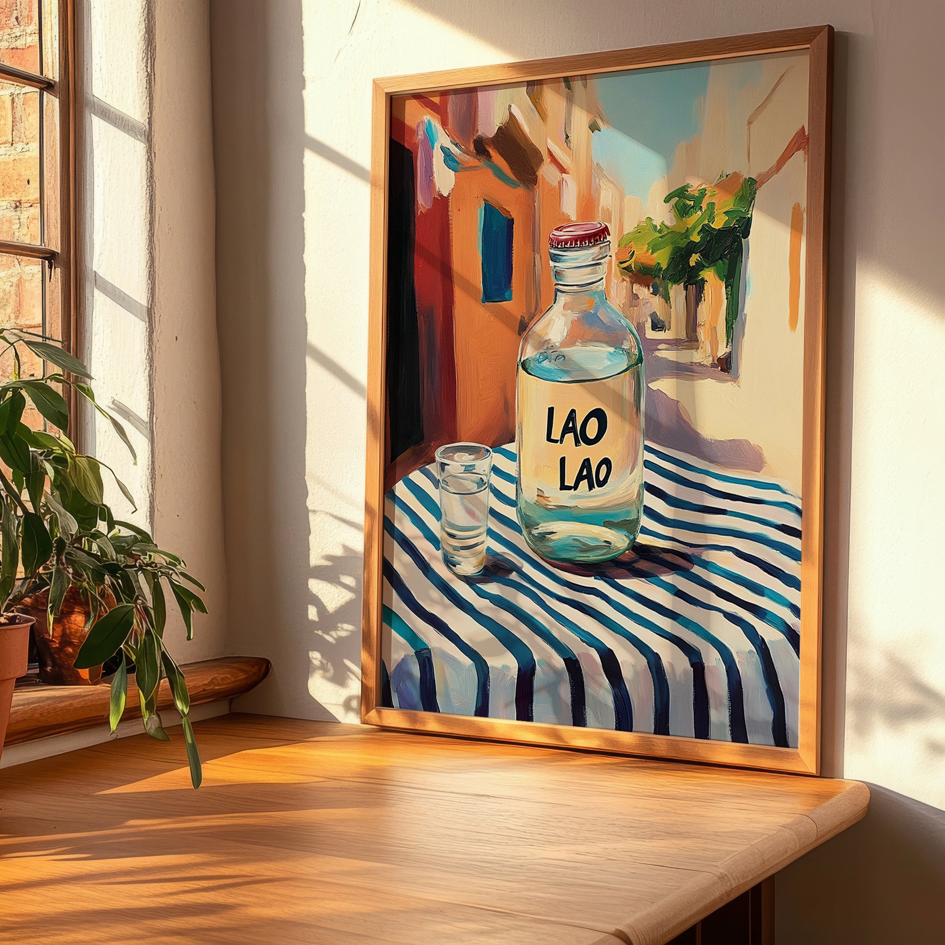 Lao Lao – Laos Urban Café Scene, Laos Wine Illustration, clean layout with no caption