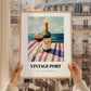 Vintage Port – Portuguese Seaside Café Scene, Portuguese Dessert Wine Painting, styled in a charming Paris street view