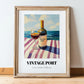 Vintage Port – Portuguese Seaside Café Scene, Portuguese Dessert Wine Painting, in wooden frame leaning on the floor