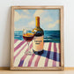Vintage Port – Portuguese Seaside Café Scene, Portuguese Dessert Wine Painting, no-text version framed in wood