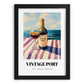 Vintage Port – Portuguese Seaside Café Scene, Portuguese Dessert Wine Painting, in sleek black frame
