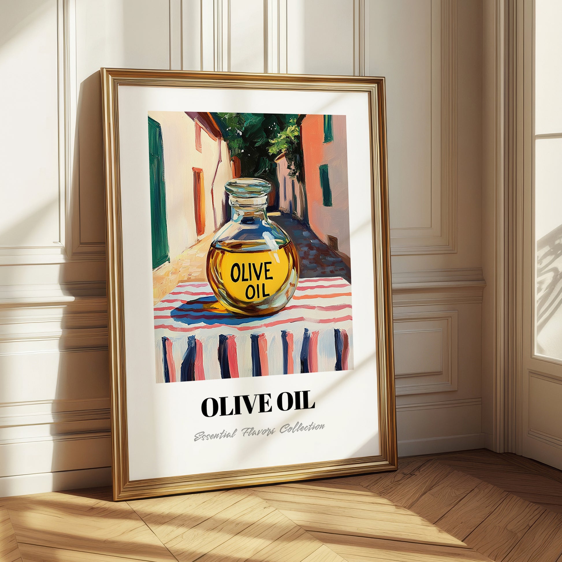 Olive Oil – Italian Street Café Scene, Food Shelf Wall Art