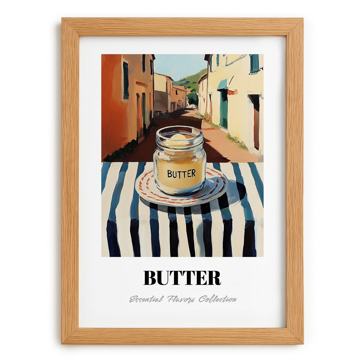 Butter – Italian Café on the Corner, Grocery Still Life, set in oak frame