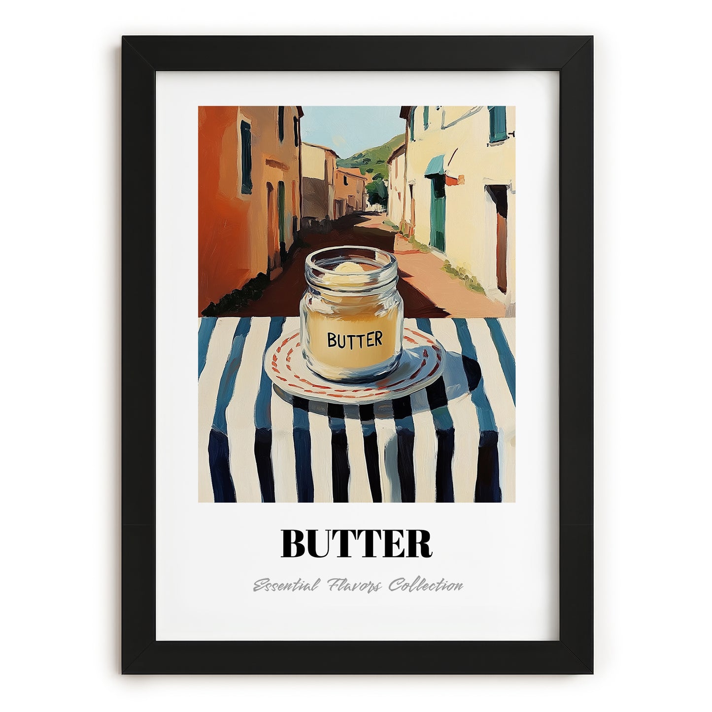 Butter – Italian Café on the Corner, Grocery Still Life, in sleek black frame