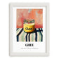 Ghee – on Striped Tablecloth, Ingredients Corner Wall Decor, placed in minimal white frame