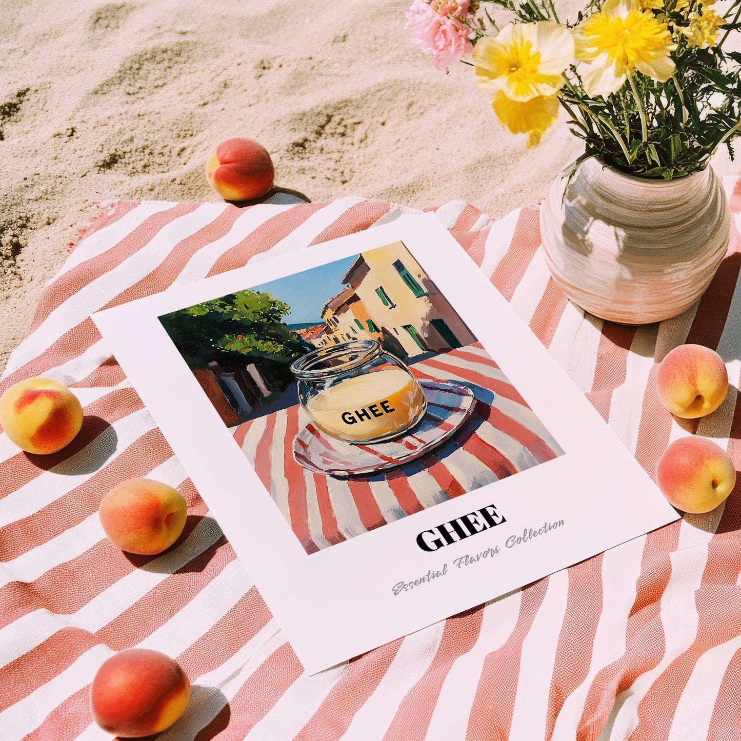 Ghee – Italian Street Café Scene, Pantry Painting, unframed on coastal sand