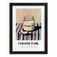Coconut Oil – on Striped Tablecloth, Shelf Stock Wall Decor, in sleek black frame