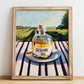 Sesame Oil – Italian Hillside Café View, Dry Goods Art, no-text version framed in wood