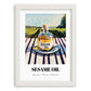 Sesame Oil – Italian Hillside Café View, Dry Goods Art, placed in minimal white frame