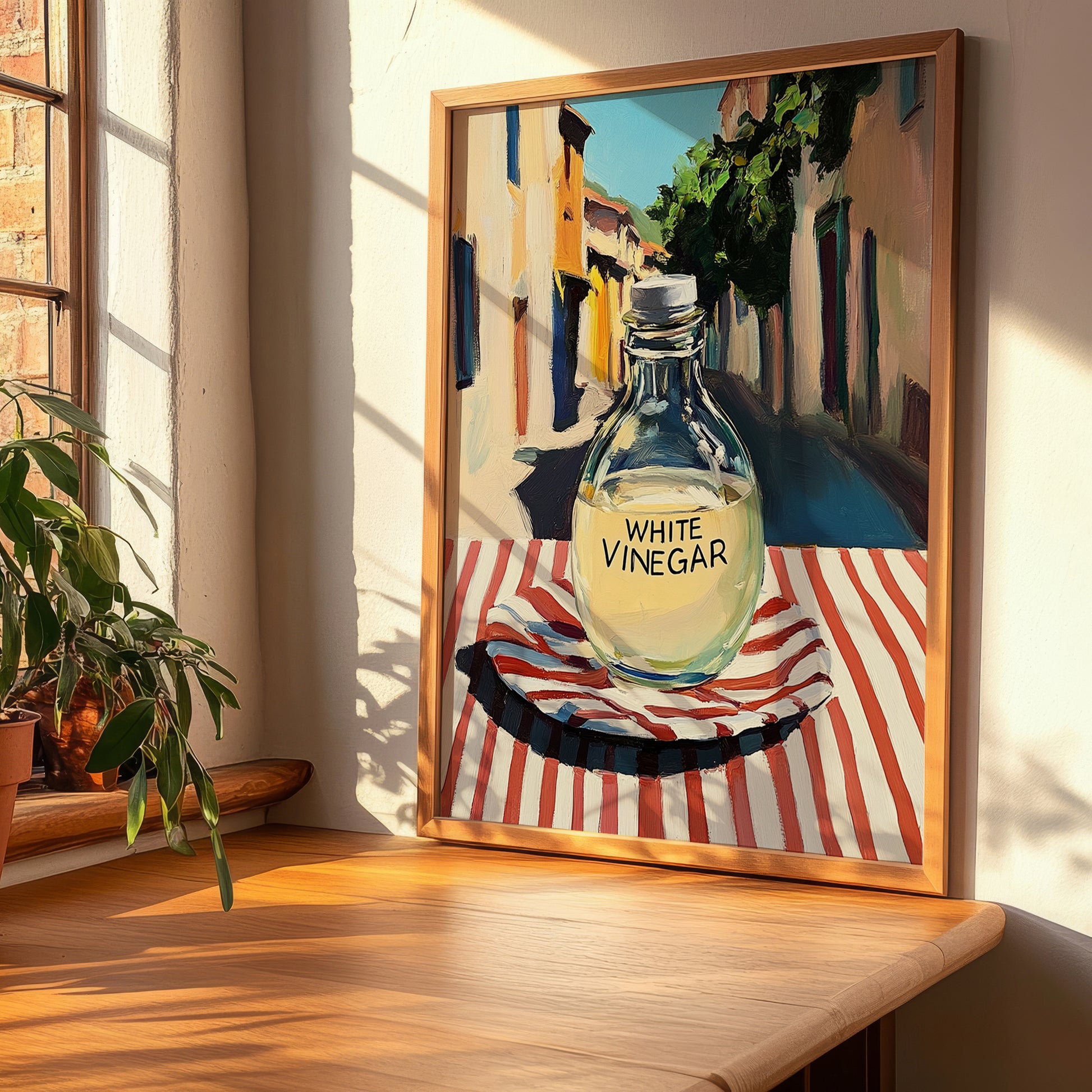 White Vinegar – Italian Urban Café Scene, Shelf Stock Poster, clean layout with no caption