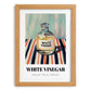 White Vinegar – on Striped Tablecloth, Larder Wall Decor, set in oak frame