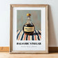 Balsamic Vinegar – on Striped Tablecloth, Pantry Painting, in wooden frame leaning on the floor