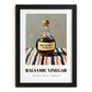 Balsamic Vinegar – on Striped Tablecloth, Pantry Painting, in sleek black frame