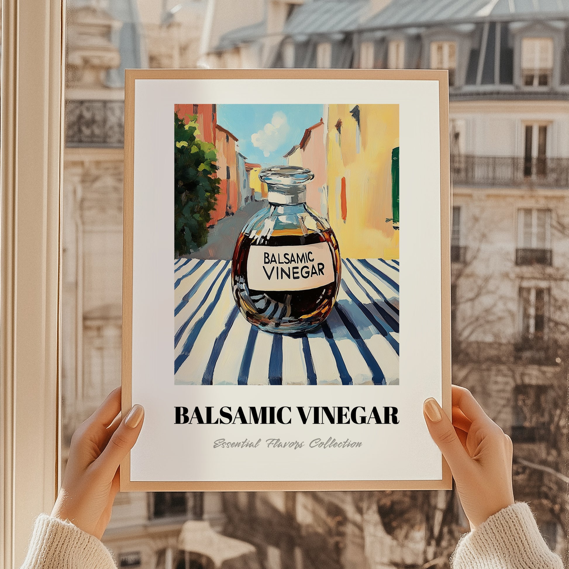 Balsamic Vinegar – Italian Outdoor Café Scene, Pantry Still Life, styled in a charming Paris street view