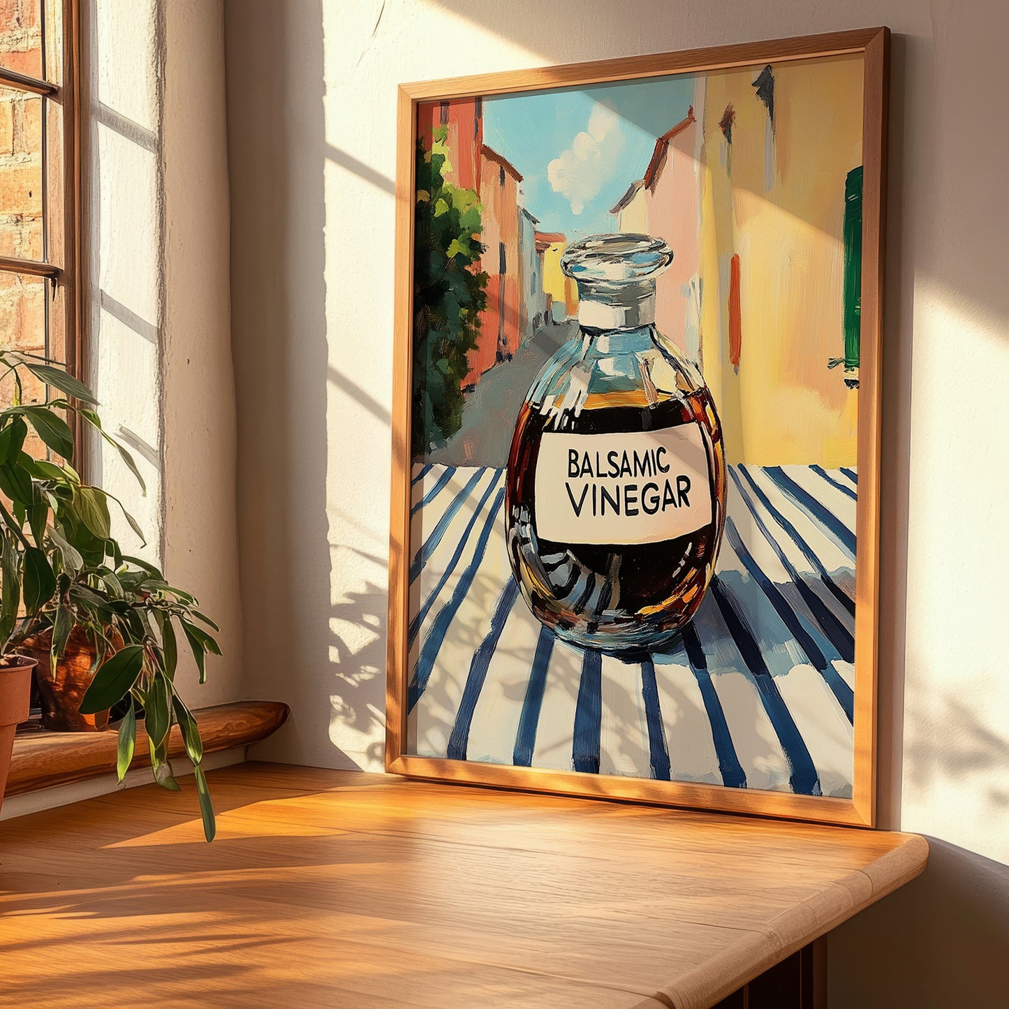Balsamic Vinegar – Italian Outdoor Café Scene, Pantry Still Life, clean layout with no caption