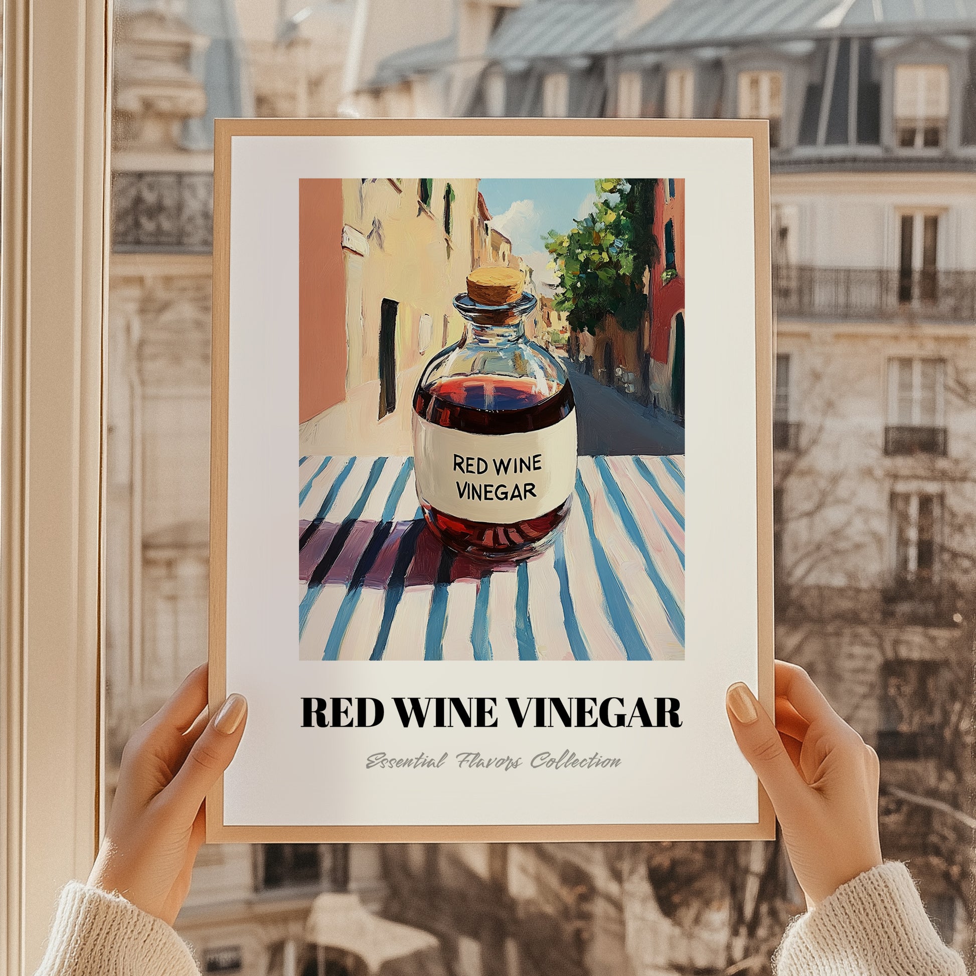 Red Wine Vinegar – Italian Café on the Corner, Pantry Wall Decor, styled in a charming Paris street view