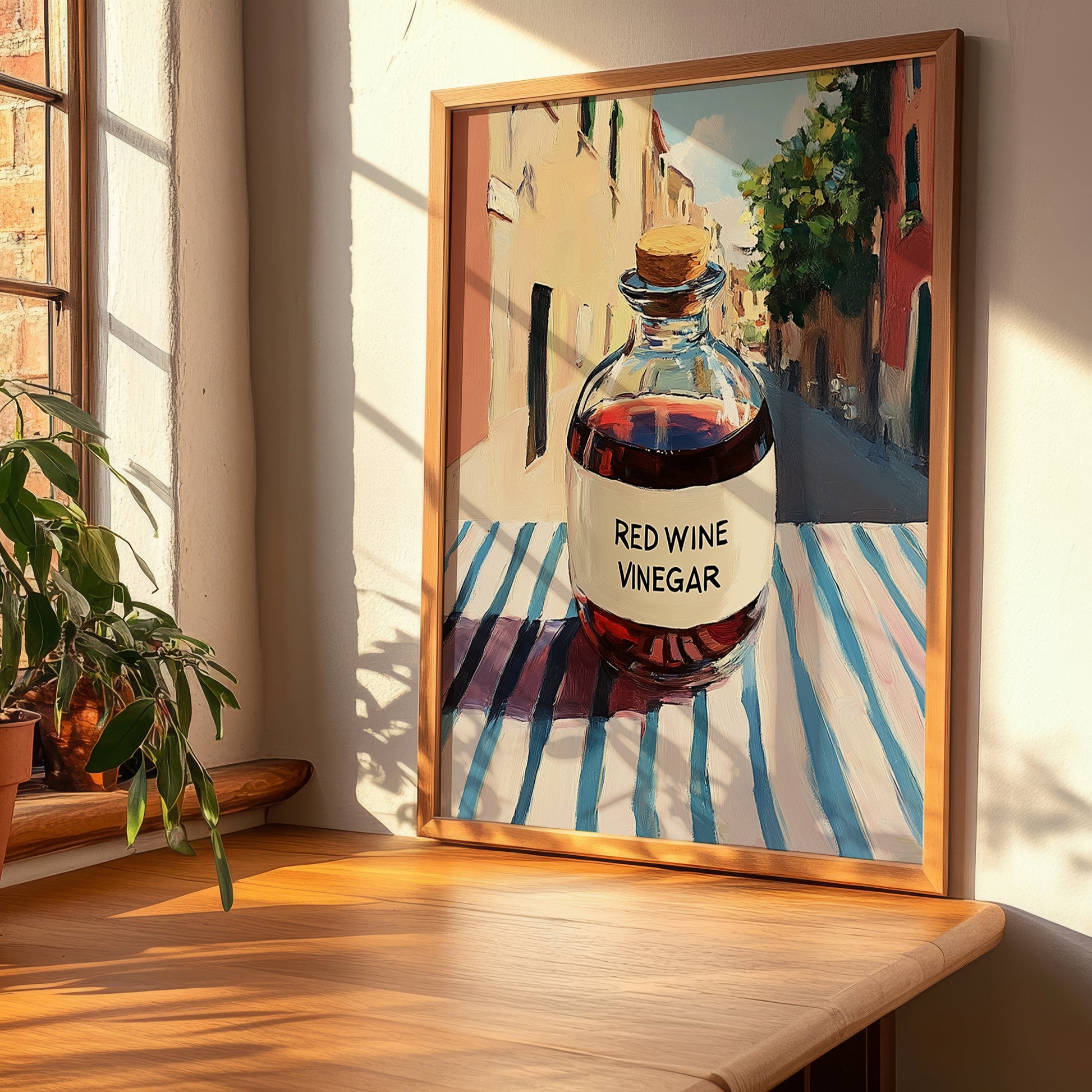 Red Wine Vinegar – Italian Café on the Corner, Pantry Wall Decor, clean layout with no caption