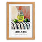 Lime Juice – on Striped Tablecloth, Food Shelf Still Life, set in oak frame