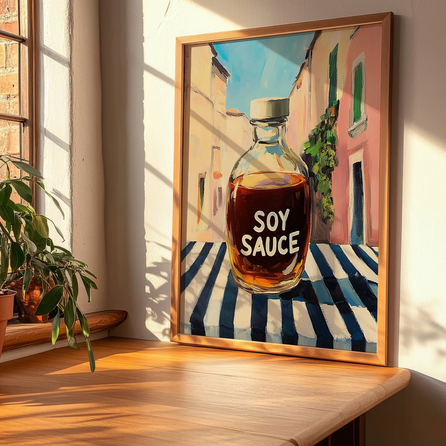 Soy Sauce – Italian Urban Café Scene, Kitchen Storage Wall Print, clean layout with no caption