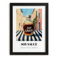 Soy Sauce – Italian Urban Café Scene, Kitchen Storage Wall Print, in sleek black frame