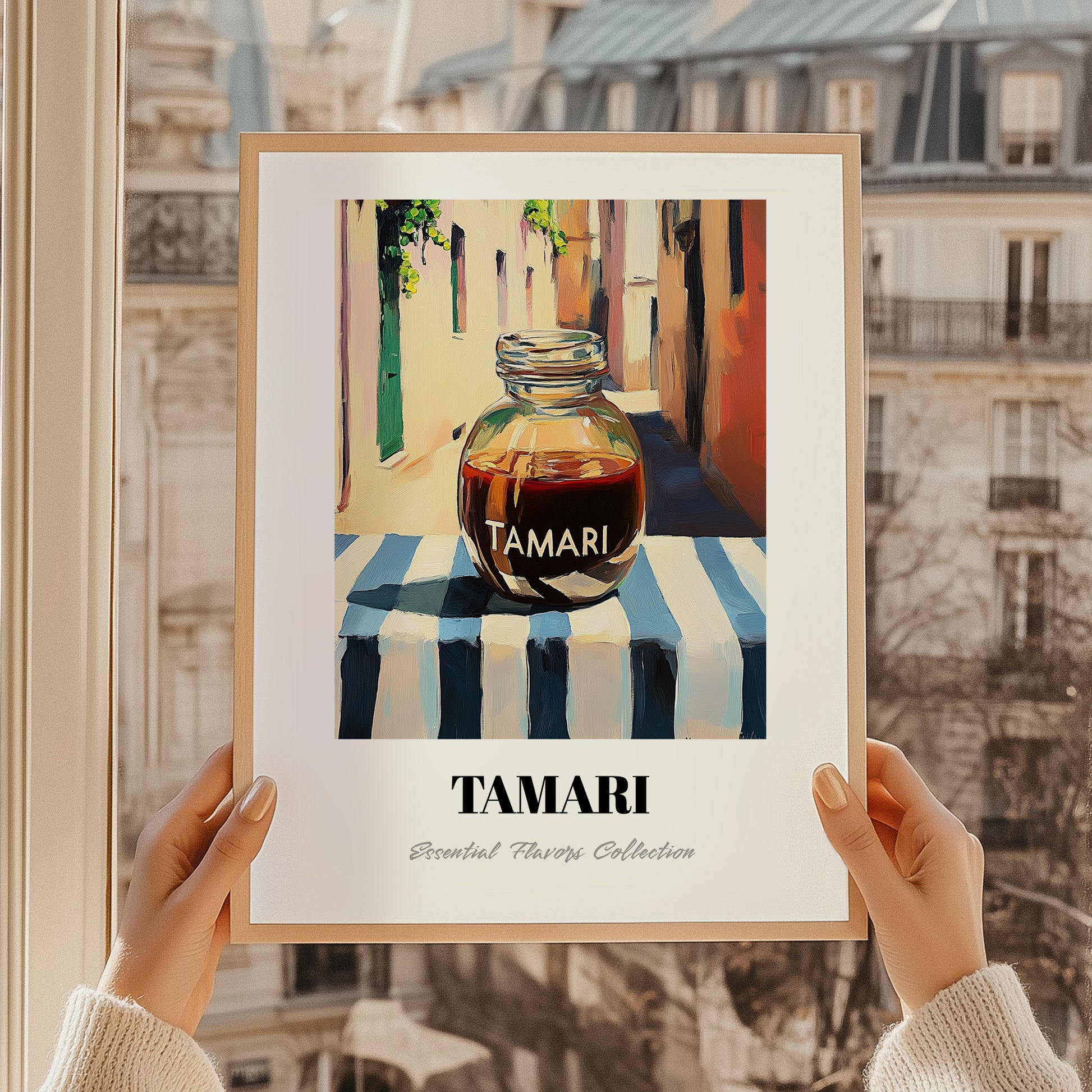 Tamari – Italian Café on the Corner, Dry Goods Illustration, styled in a charming Paris street view