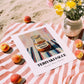 Teriyaki Sauce – on Striped Tablecloth, Ingredients Corner Wall Decor, unframed on coastal sand