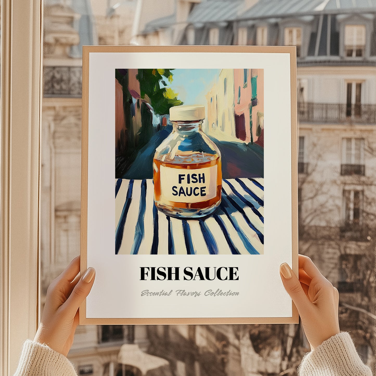 Fish Sauce – Italian Urban Café Scene, Larder Print, styled in a charming Paris street view
