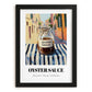 Oyster Sauce – Italian Street Café Scene, Kitchen Storage Painting, in sleek black frame